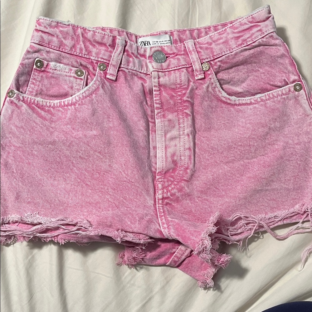 Zara Vibrant Pink Jean Shorts